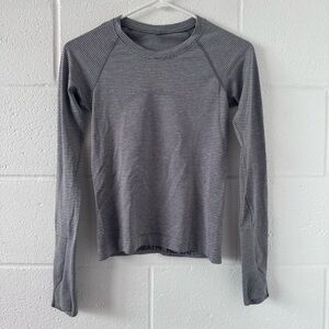 LULULEMON Swift Tech Grey Striped Long Sleeve Top 4